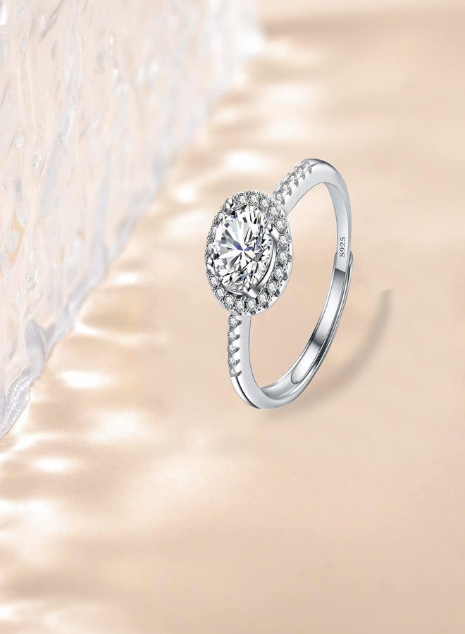 Luckilemon Moissanite Adjustable Engagement Ring, Promise Eternity Ring for Women,Wedding Rings,Jewelry Gift,Friendship Promise Fashion Jewelry Valentine Gifts for Women - Image 5
